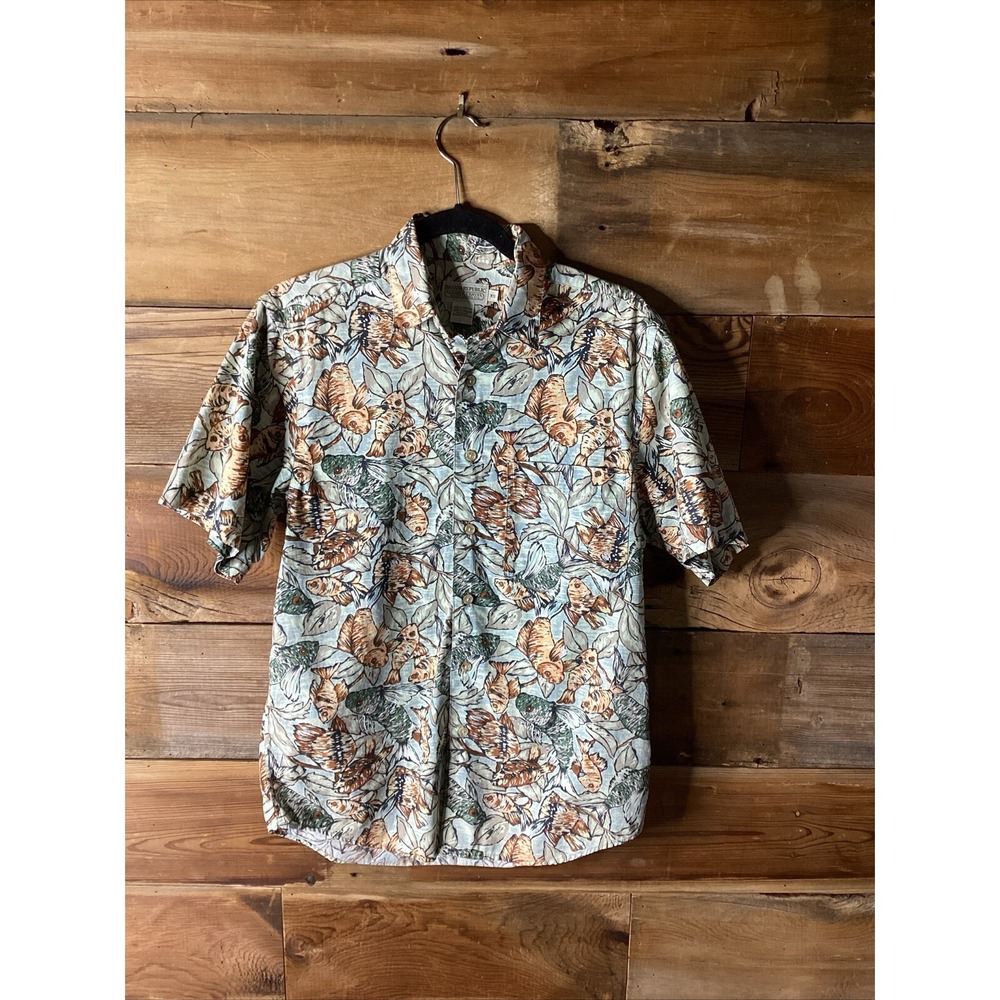 VTG Banana Republic Safari Hawaiian Button Shirt Swordfish Fishing XS Camp Beach